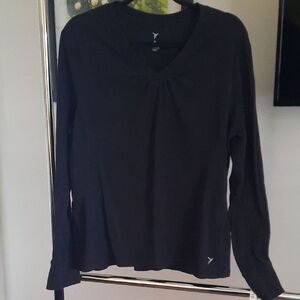 Old Navy Black V-Neck Athletic Long Sleeve Top